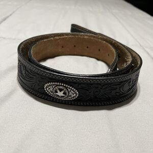 Justin Western Black Embossed Leather Belt Cowboy Mens Size 40 Style C1243